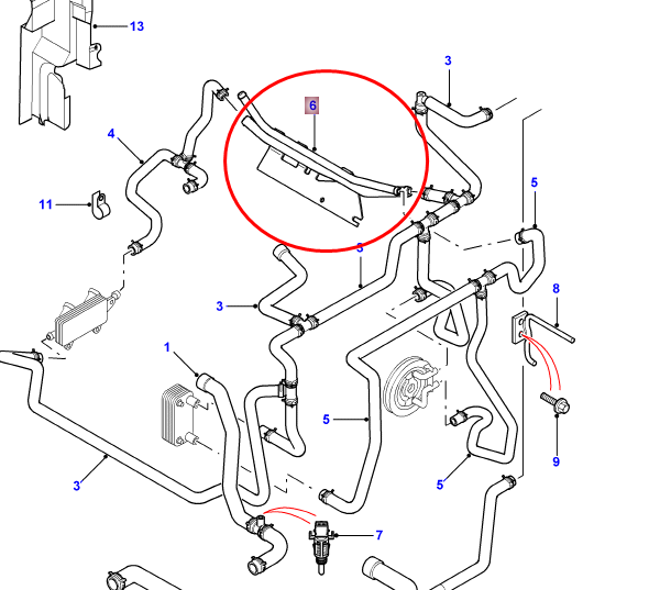 Dzesēšanas sistēmas caurule PFV500190 FL 2.5 V6